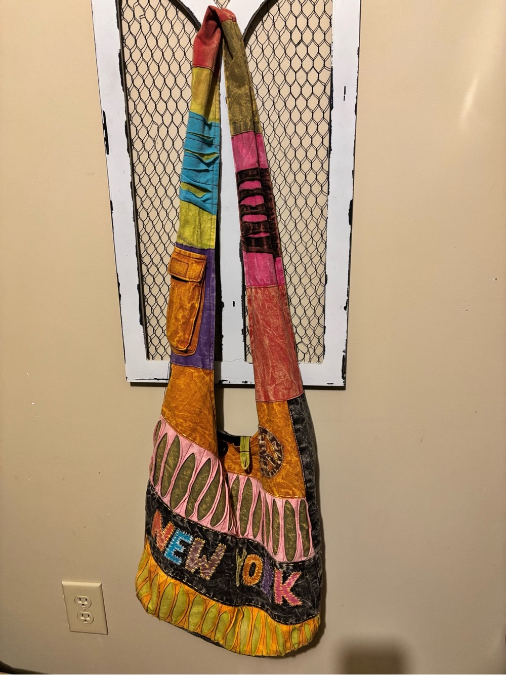 Colorblock Boho Patchwork Shoulder Bag - Multicolor